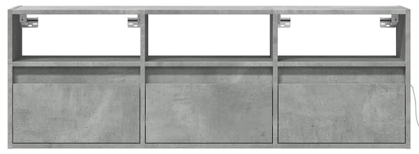 Betonszürke falra szerelhető TV-szekrény LED-del 130x31x45 cm