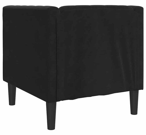 Fekete bársony Chesterfield kanapéfotel
