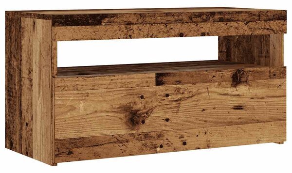Antik fa színű szerelt fa TV-szekrény LED-ekkel 75x35x40 cm