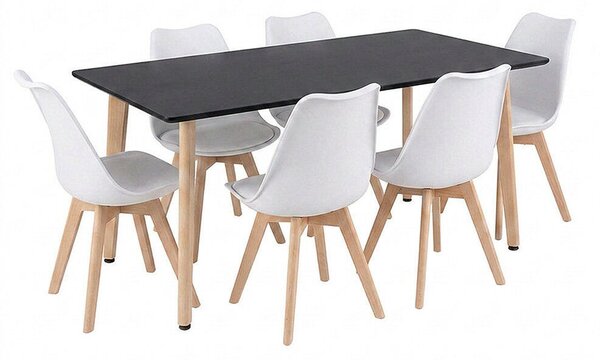 Silla 150 6+1 étkező garnitúra fekete-fehér