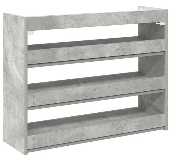 Betonszürke szerelt fa cipőtartó 80x25x62 cm