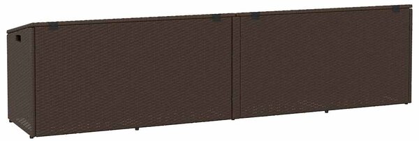 Barna polyrattan kerti tárolóláda 220x50x58 cm
