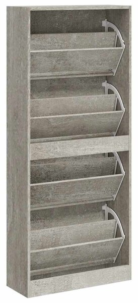 Betonszürke szerelt fa cipőszekrény 63x24x147 cm
