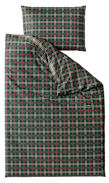 GLENMOORE zöld mikroplüss ágyneműhuzat szett + SOFT 90x200 cm fehér mikroplüss lepedő, egyszemélyes