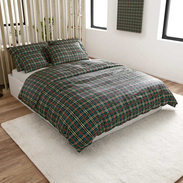 GLENMOORE zöld mikroplüss ágyneműhuzat szett + SOFT 90x200 cm fehér mikroplüss lepedő, egyszemélyes