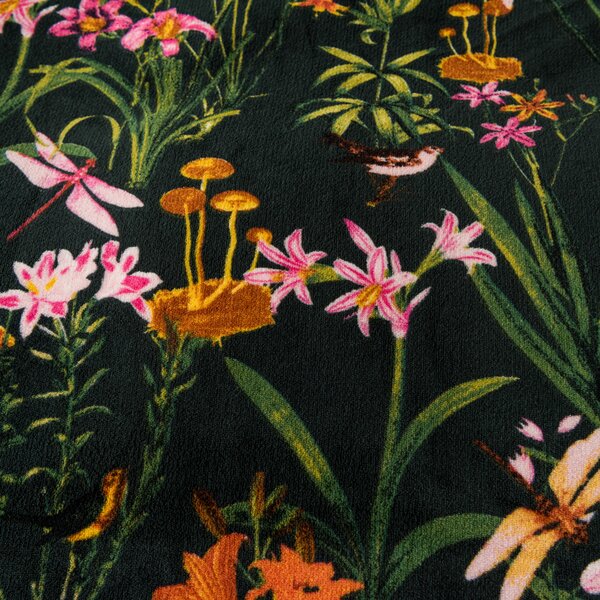 Mikroplüss ágyneműhuzat szett MYSTIC GARDEN sötétzöld + Mikroplüss lepedő SOFT 90x200 cm fehér, egyszemélyes ágyhoz