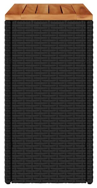 Fekete polyrattan kerti kisasztal falappal 58 x 27,5 x 55 cm