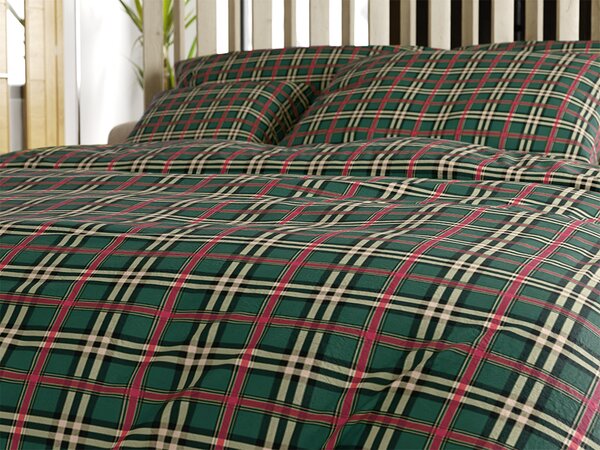 GLENMOORE zöld mikroplüss ágyneműhuzat szett + SOFT 90x200 cm fehér mikroplüss lepedő, egyszemélyes