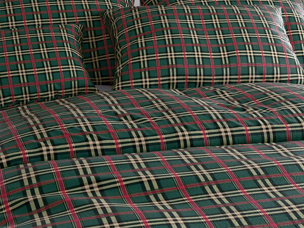 GLENMOORE zöld mikroplüss ágyneműhuzat szett + SOFT 90x200 cm fehér mikroplüss lepedő, egyszemélyes