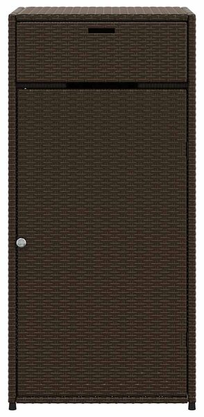Barna polyrattan kerti tárolószekrény 55 x 55 x 111 cm