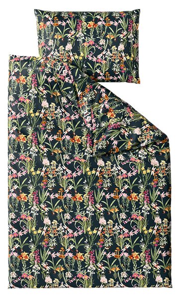 Mikroplüss ágyneműhuzat szett MYSTIC GARDEN sötétzöld + Mikroplüss lepedő SOFT 90x200 cm fehér, egyszemélyes ágyhoz