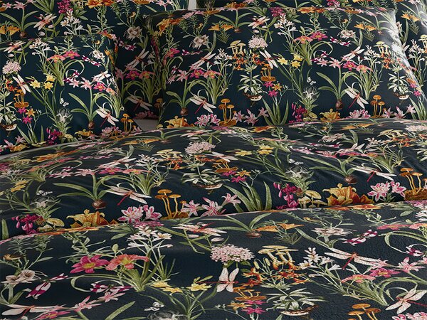 Mikroplüss ágyneműhuzat szett MYSTIC GARDEN sötétzöld + Mikroplüss lepedő SOFT 90x200 cm fehér, egyszemélyes ágyhoz