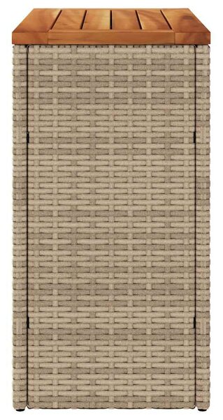 Bézs polyrattan kerti kisasztal fa asztallappal 58x27,5x55 cm