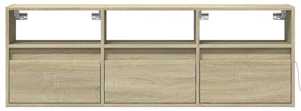 Sonoma tölgy színű fali TV-szekrény LED-ekkel 130x31x45 cm
