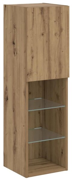2 db kézműves tölgy TV-szekrény LED-lámpákkal 30,5x30x102 cm