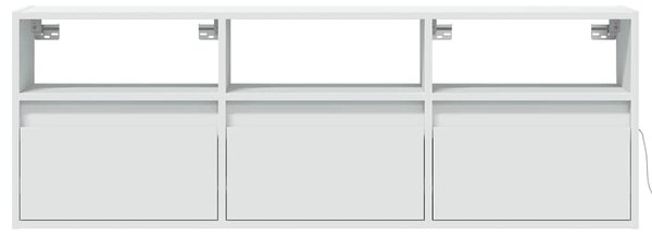 Fehér falra szerelhető TV-szekrény LED-lámpákkal 130x31x45 cm