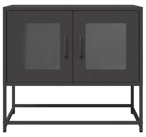Fekete hidegen hengerelt acél TV-szekrény 68x39x60,5 cm