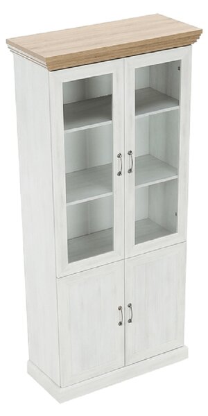 KONDELA vitrines szekrény, északi sosna/vadtölgy, ROYAL W4D