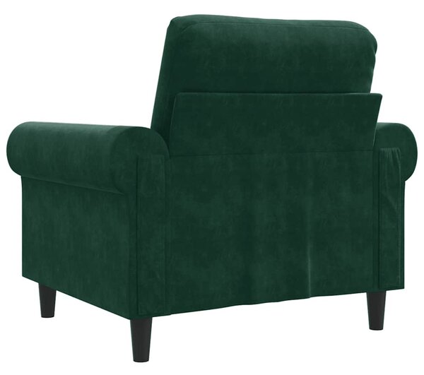 Sötétzöld bársony kanapéfotel 60 cm