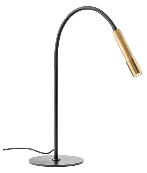 DRILL modern LED asztali lámpa, fekete-arany, flexibilis cső, 2700K