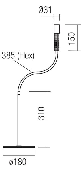 DRILL modern LED asztali lámpa, fekete-arany, flexibilis cső, 2700K
