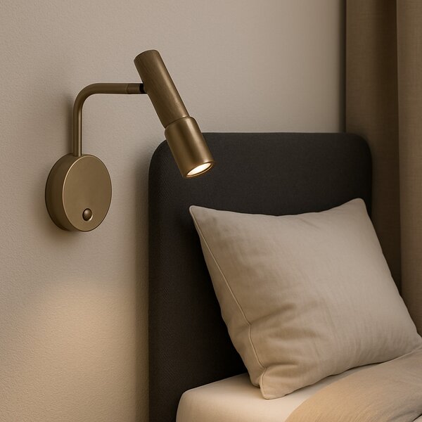DRILL modern LED fali lámpa, antik bronz, fix, szabályozható fényerő, 3000K