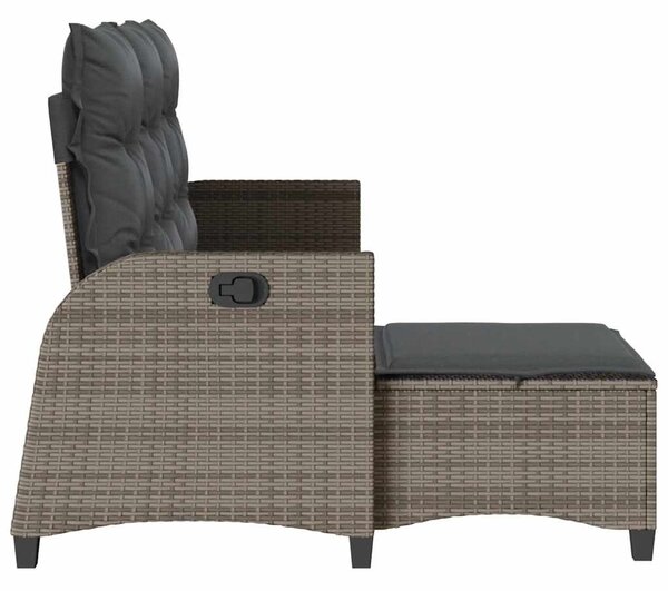 L-alakú szürke polyrattan fekvő kerti kanapé párnákkal