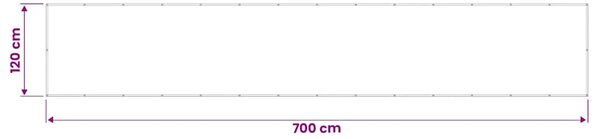 Fehér 100% oxford poliészter erkélyparaván 120 x 700 cm