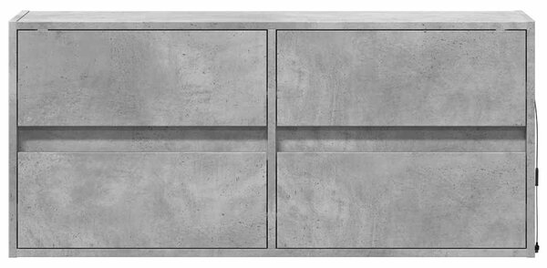 Betonszürke falra szerelhető TV-szekrény LED-del 100x31x45 cm