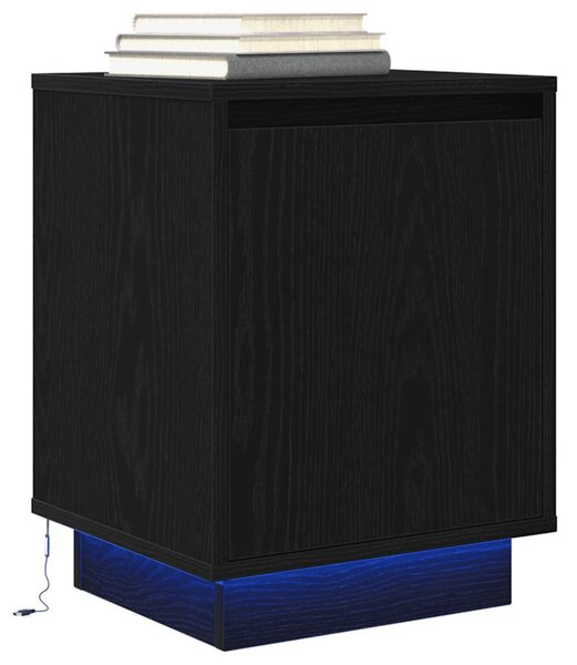2 db fekete éjjeliszekrények LED világítással 38x34x50 cm