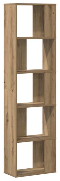 5 szintes kézműves tölgy színű fa könyvespolc 45x23,5x162,5 cm