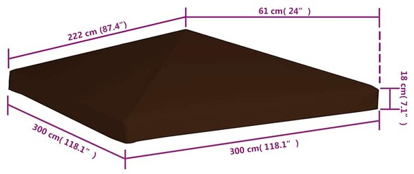 Barna pavilon tetőponyva 310 g/m², 3 x 3 m