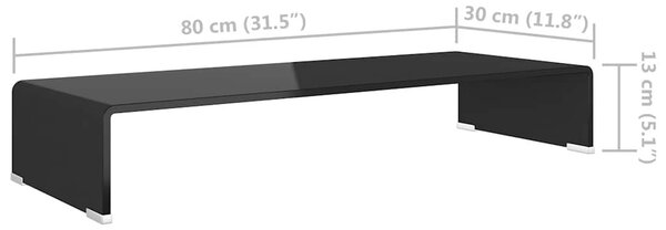 Fekete üveg TV/monitor állvány 80x30x13 cm