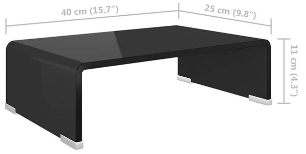Fekete üveg TV/monitor állvány 40x25x11 cm