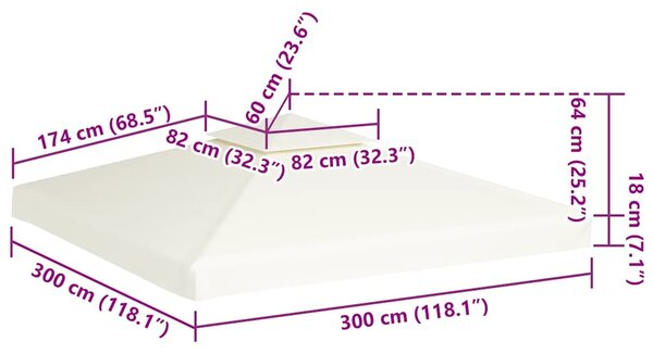 Krémfehér csere pavilon ponyvatető 310 g/m² 3 x 3 m