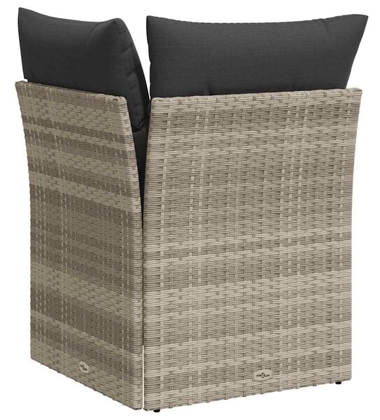 Világosszürke polyrattan kerti sarokkanapé párnával