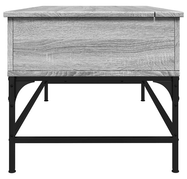 Szürke sonoma szerelt fa és fém dohányzóasztal 100 x 50 x 45 cm