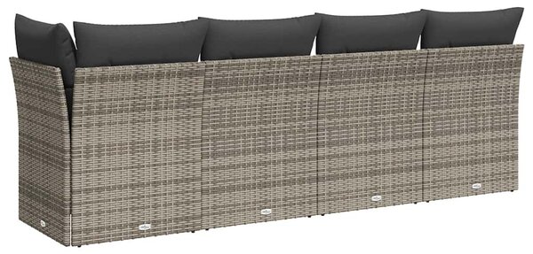 4 személyes szürke polyrattan kerti kanapé párnával