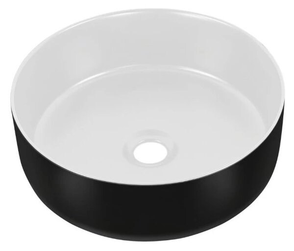 Eros SIMPLE 8 - PULTRA ültethető - Top Counter - porcelán mosdó- MATT FEKETE/FEHÉR - 36 x 36 x 13 cm