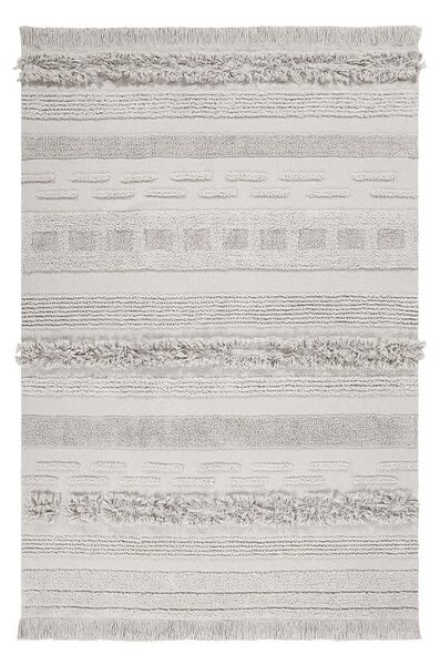Világosszürke-krémszínű mosható kézi szövésű pamut szőnyeg 170x240 cm Air Natural – Lorena Canals