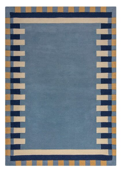 Kék kézi szövésű gyapjú szőnyeg 120x170 cm Kai Wool Border – Flair Rugs