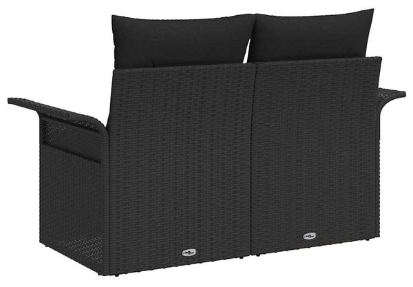 Kerti kanapé párnával Fekete 141 x 62 x 69 cm polirattan