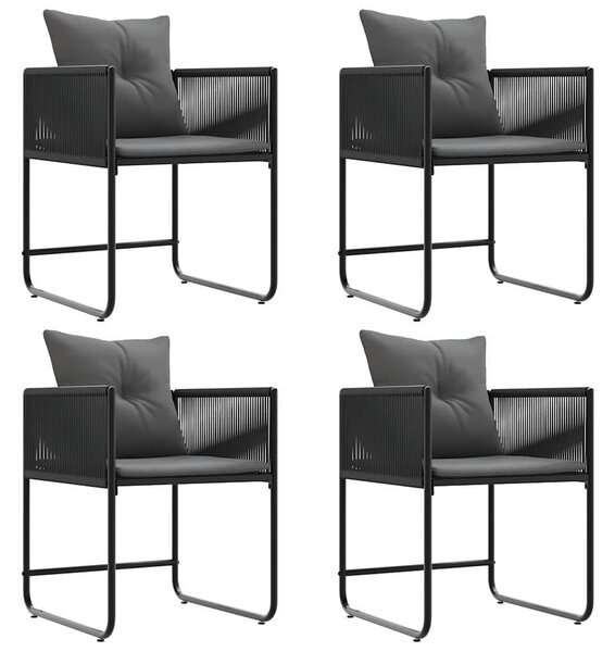 Szék 4 db Fekete és Antracit PE Rattan