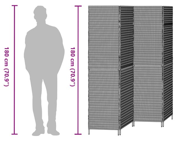 Szobaelválasztó Szürke 195 x 180 cm polirattan