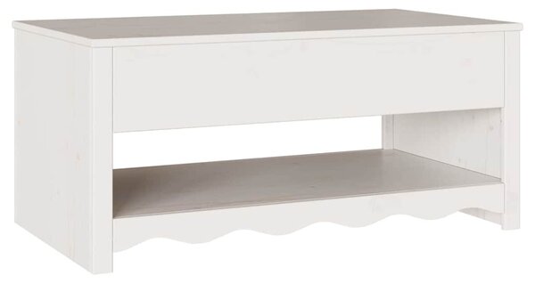 Dohányzóasztal Drammen Fehér 99 x 55 x 45 cm Tömör fenyőfa