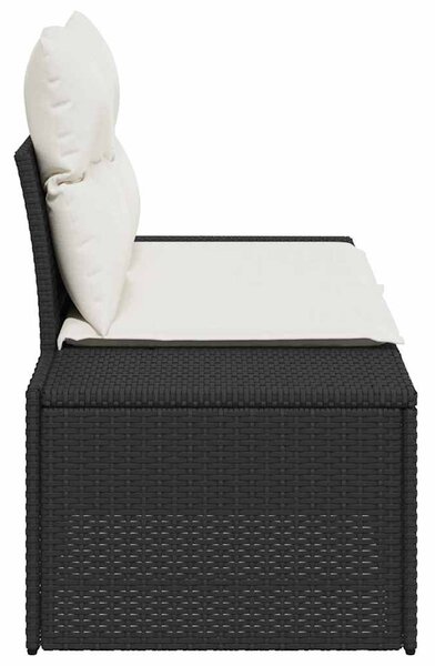 Kerti kanapé párnával Fekete 184 x 62 x 69 cm polirattan