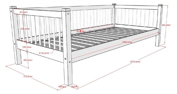 Fehér bükkfa gyerekágy 90x200 cm Forrest – Vipack