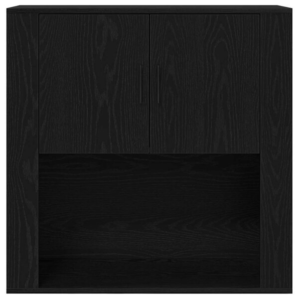 Fali Szekrény polcokkal Fekete tölgy 80 x 33 x 80 cm Szerelt Fa