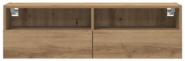 TV Fali Szekrény 100 x 30 x 30 cm kézműves tölgy Szerelt Fa