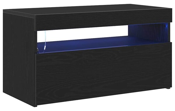 TV szekrény LED-del Fekete tölgy 75 x 35 x 40 cm Faanyag